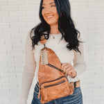 Bedstu Andie Leather Sling Backpack - Tan Rustic - Lace and Grace Boutique