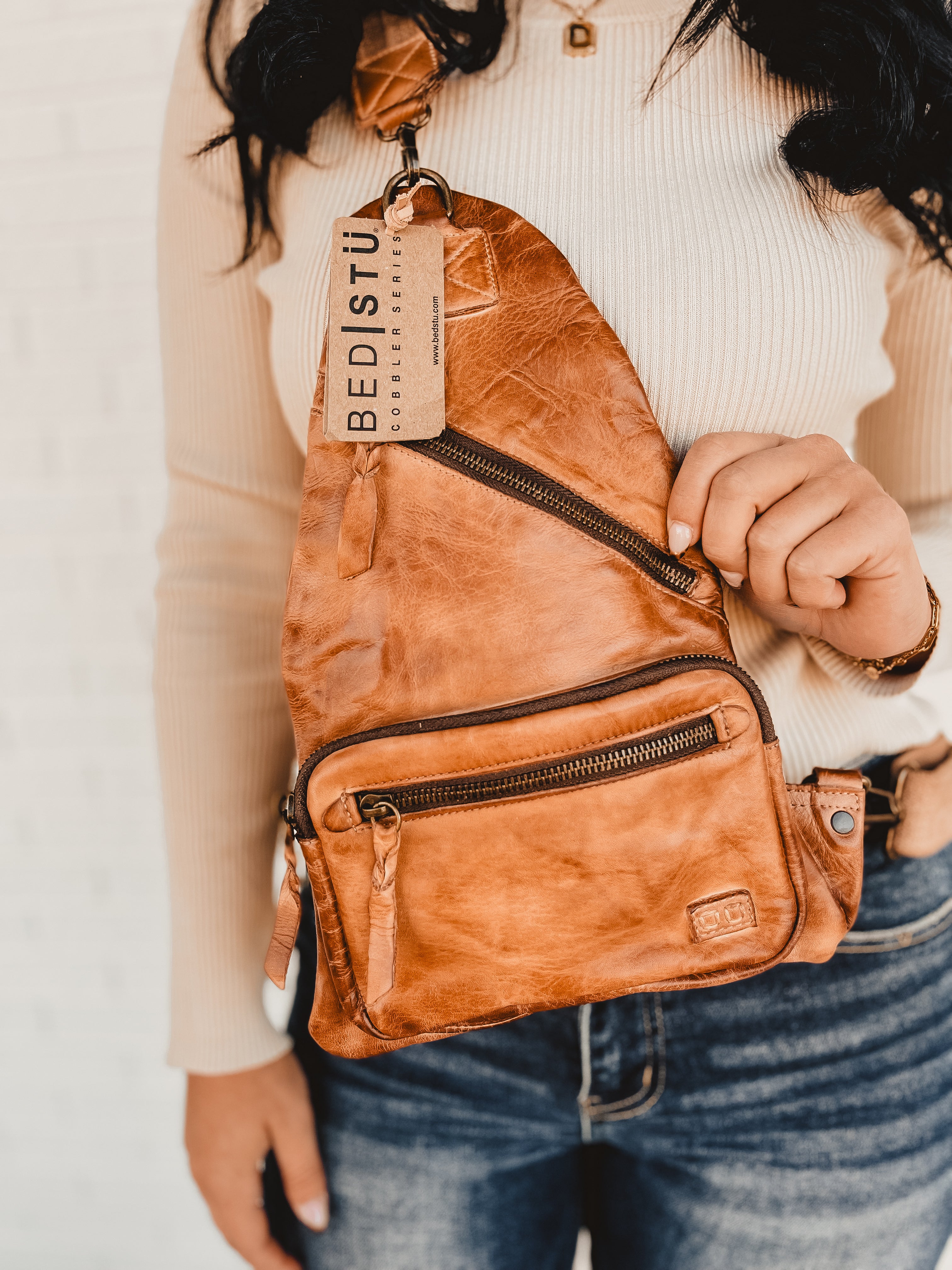 bed stu patsy tanned perforated leather backpack Andie