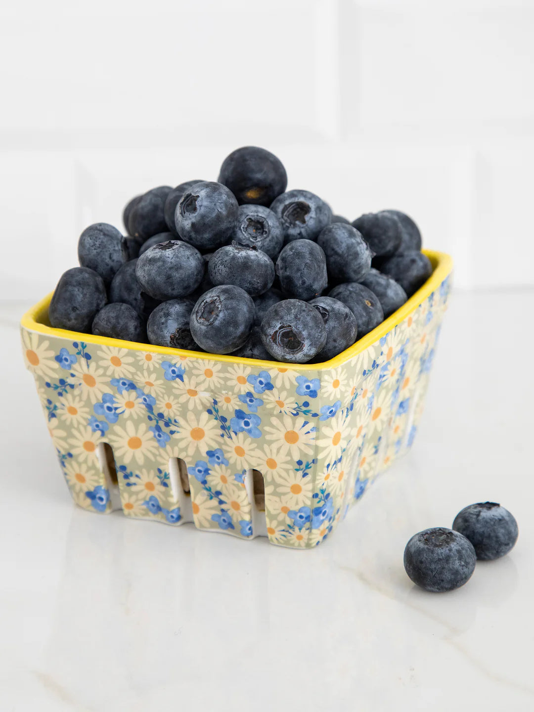 Natural Life Ceramic Berry Colander - Cream Floral - Lace and Grace Boutique