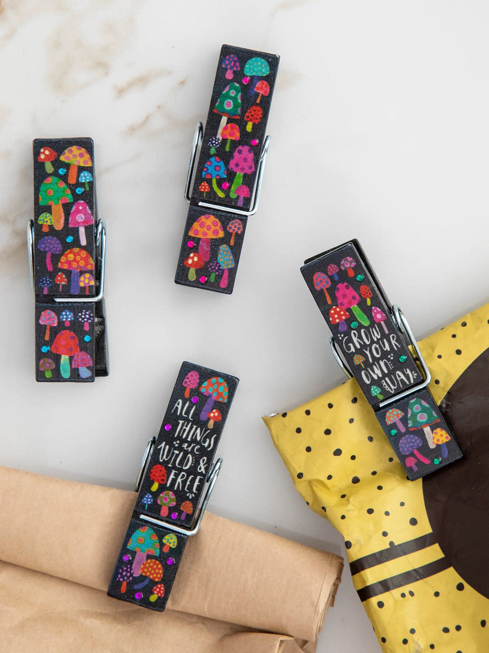 Natural Life Happy Bag Clips - Grow Your Own Way Mushroom - Lace and Grace Boutique