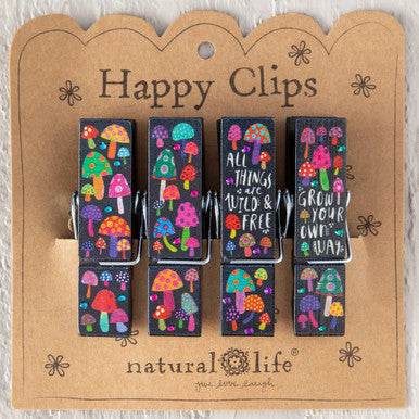 Natural Life Happy Bag Clips - Grow Your Own Way Mushroom - Lace and Grace Boutique