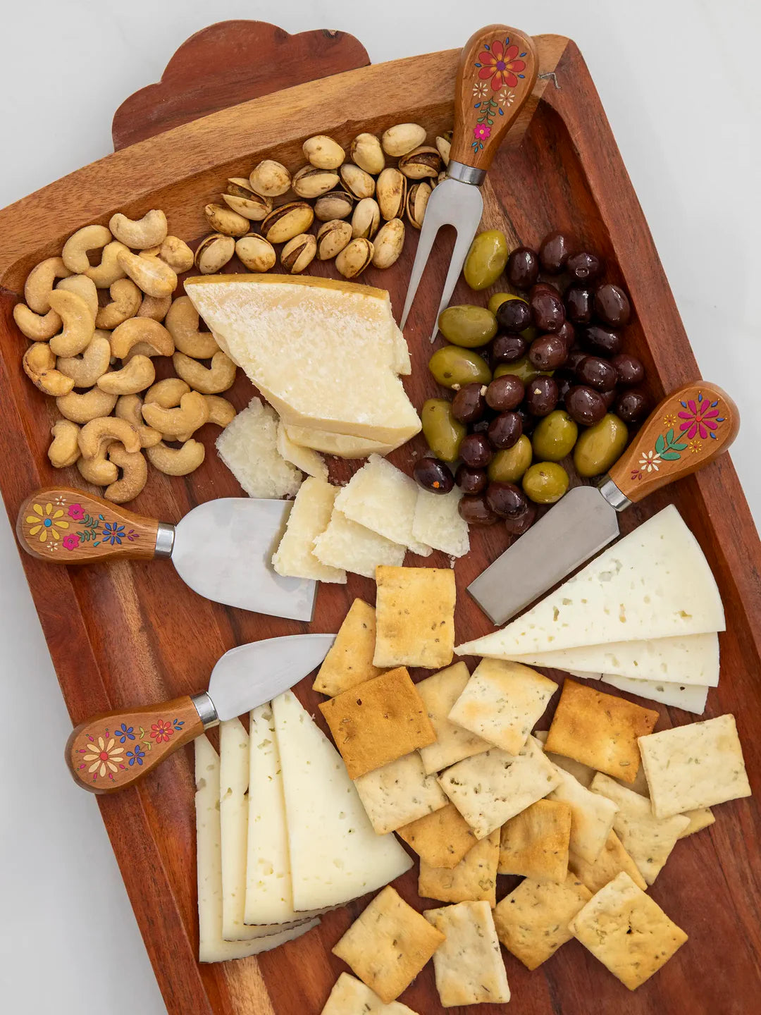 Natural Life Folk Flower Wooden Cheese Knives Set - Lace and Grace Boutique