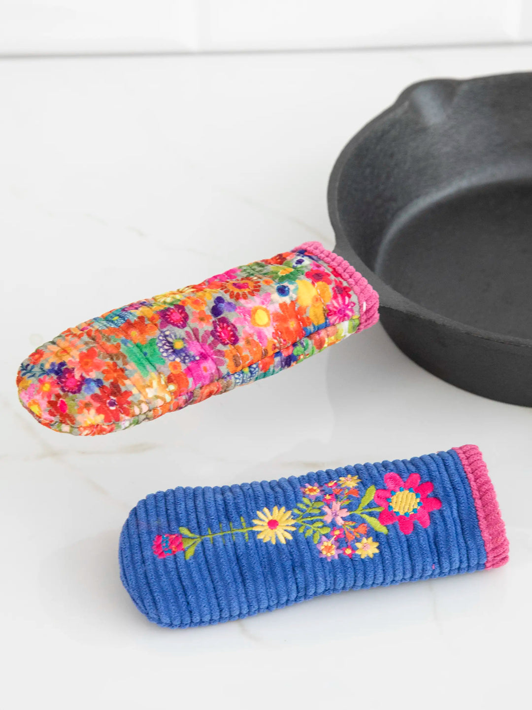Natural Life Pot Handle Cover - Folk Flower Patchwork - Lace and Grace Boutique