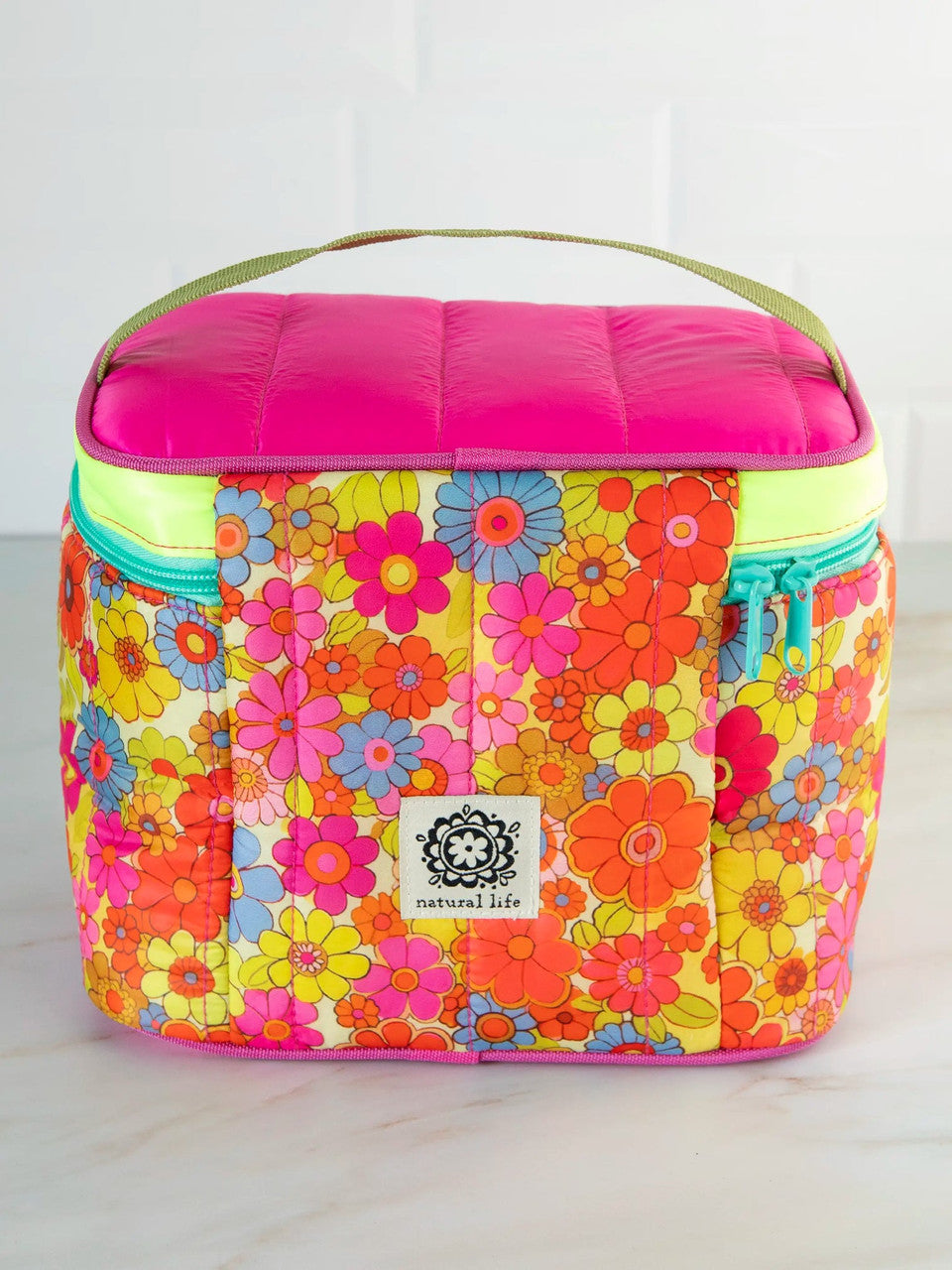 Natural Life Lunchbox Mini Cooler - Yellow & Pink Retro - Lace and Grace Boutique
