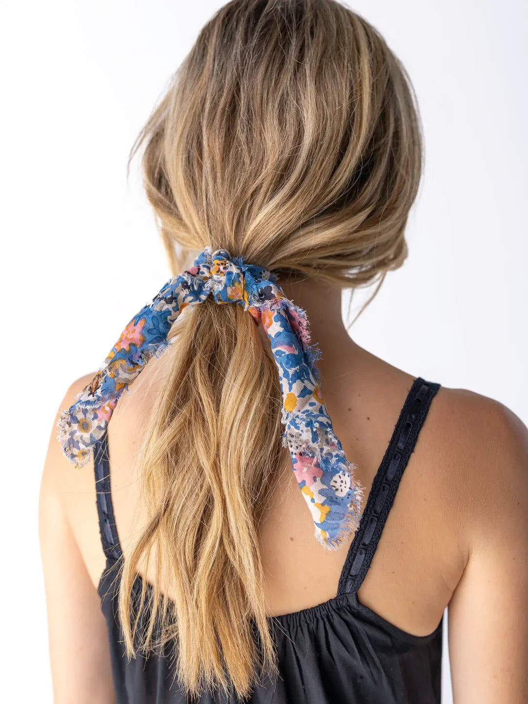 Natural Life Bandana & Scrunchie - Blue Tan Floral - Lace and Grace Boutique