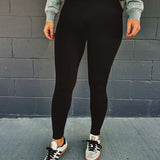 Microfiber material butter soft black leggings.