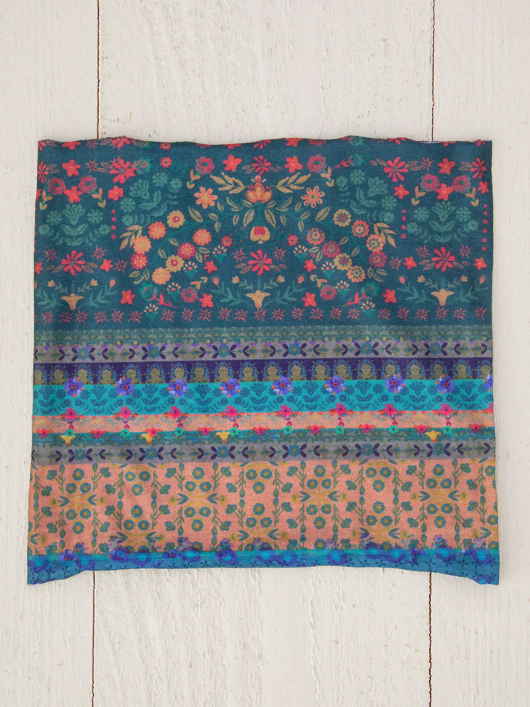 Natural Life boho bandeau in folk floral border print that can be worn as a a headband, hair tie, scrunchie, and tons more!