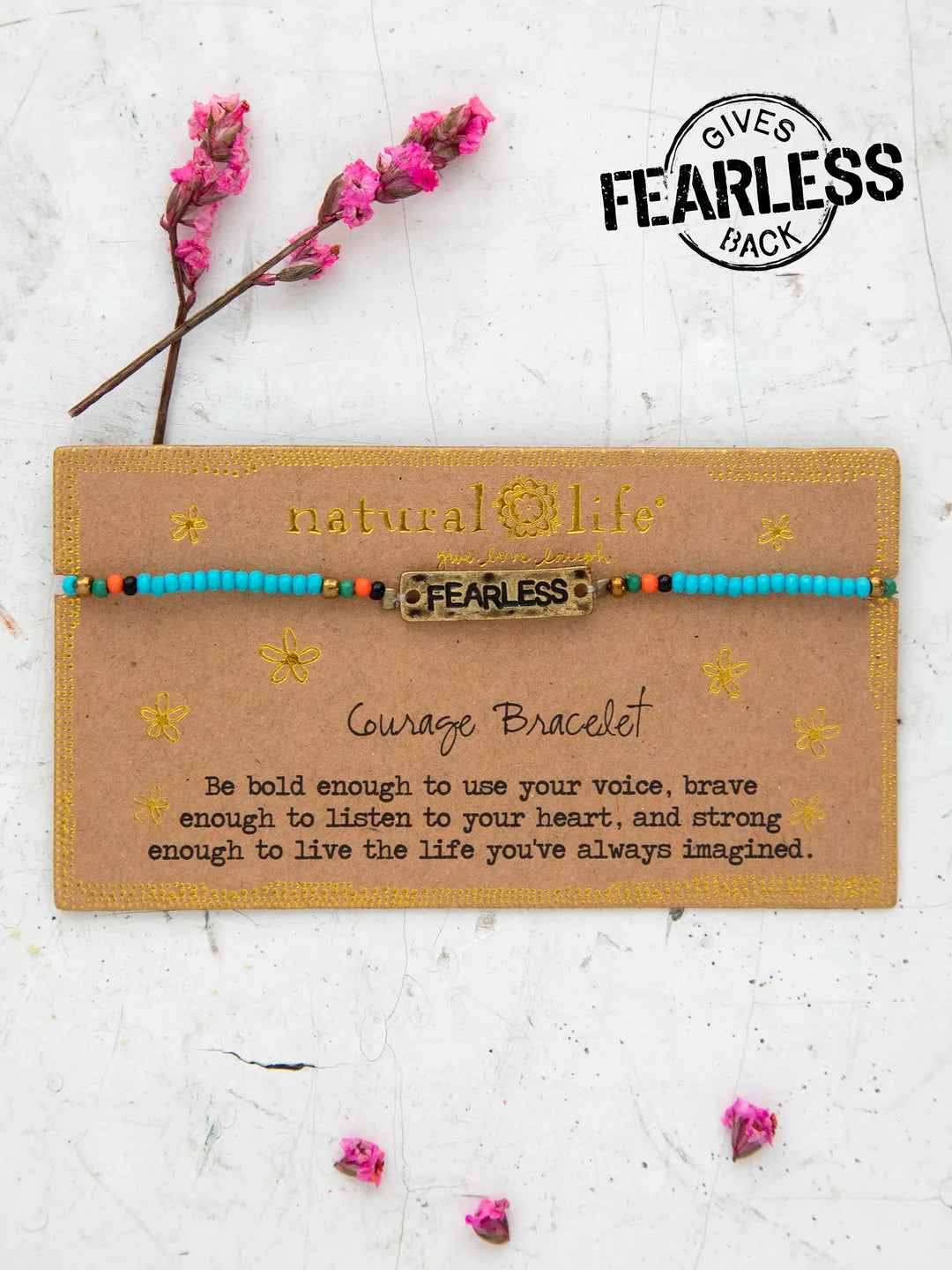 Beaded "Fearless" bracelet by Natural Life.