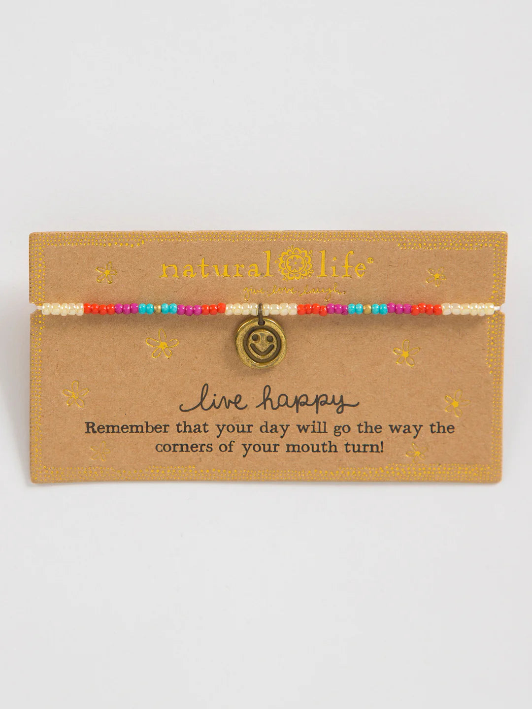 Natural Life beaded live happy bracelet.