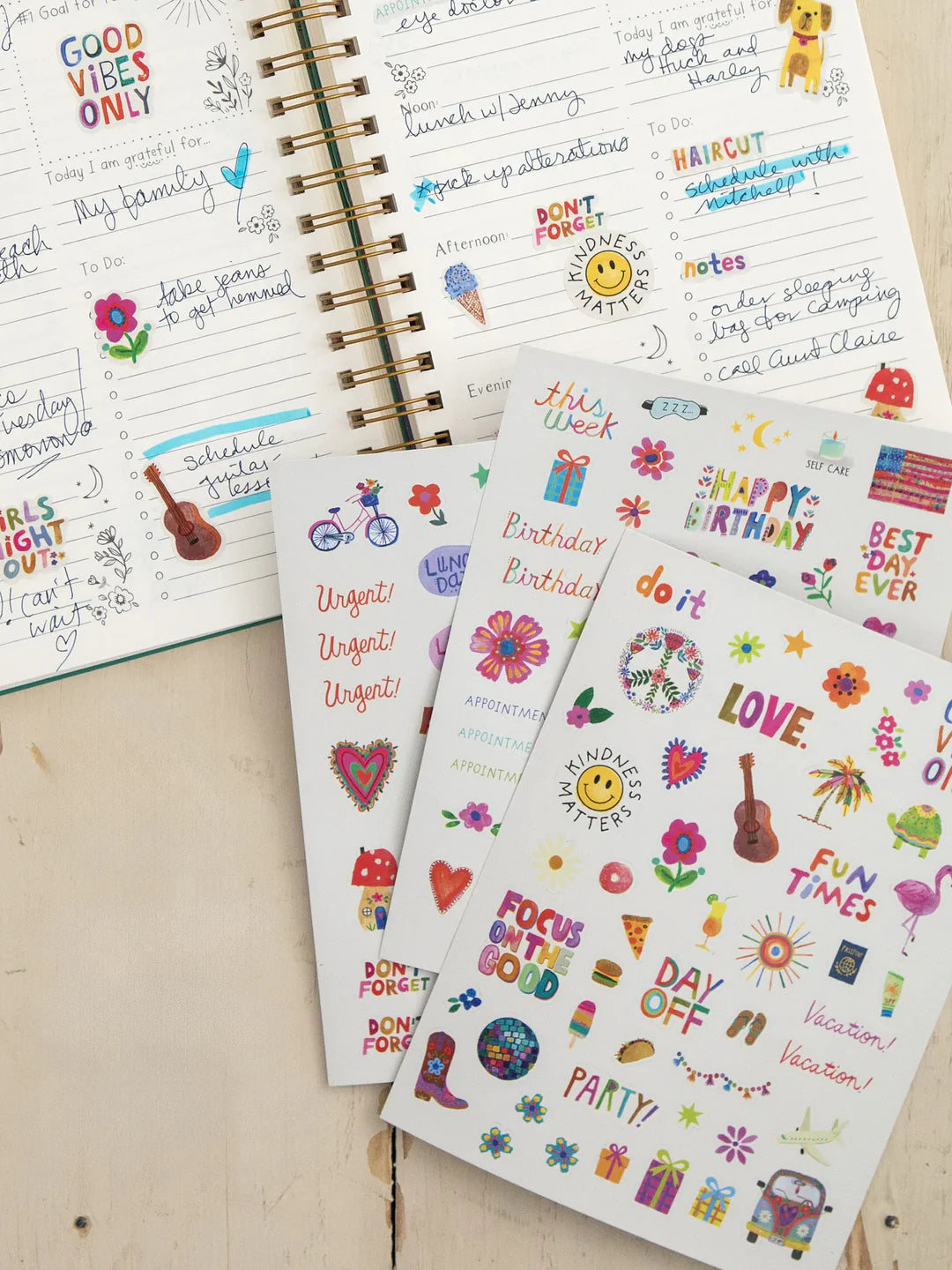 Set of 3, Natural Life sticker sheets with 126 stickers total in Multi.