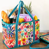 Reusable grocery tote in bright floral by Natural Life.