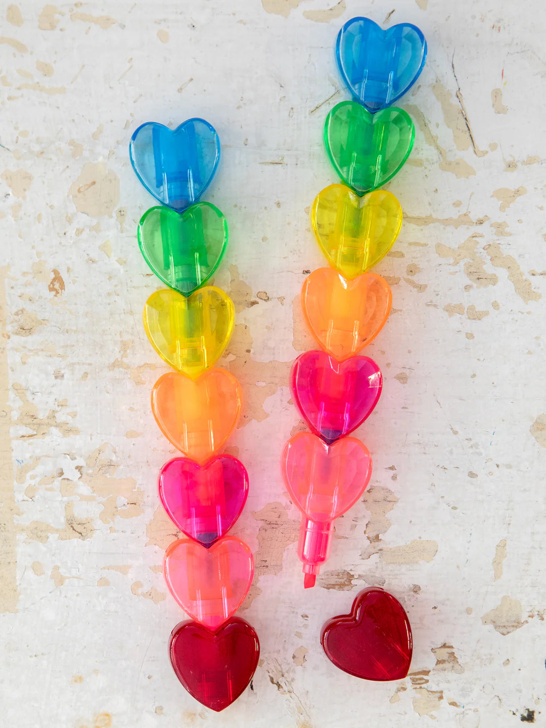 Natural Life pack of 2 highlighter sticks with 7 different colors each in heart shape.