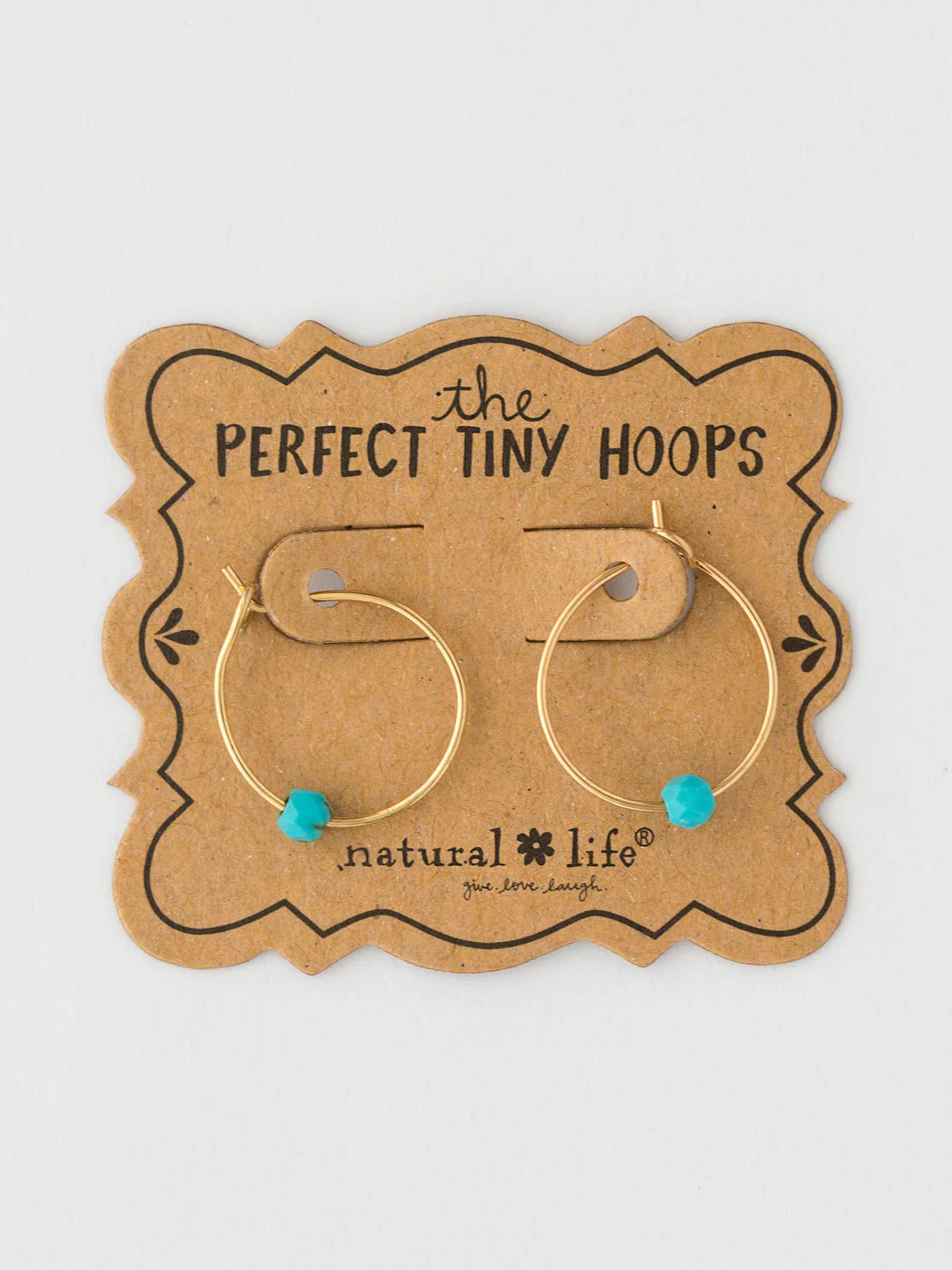 Gold hoop earrings with turquoise beads by Natural Life.