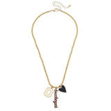 Ohio State Buckeyes charm gold beaded necklace.
