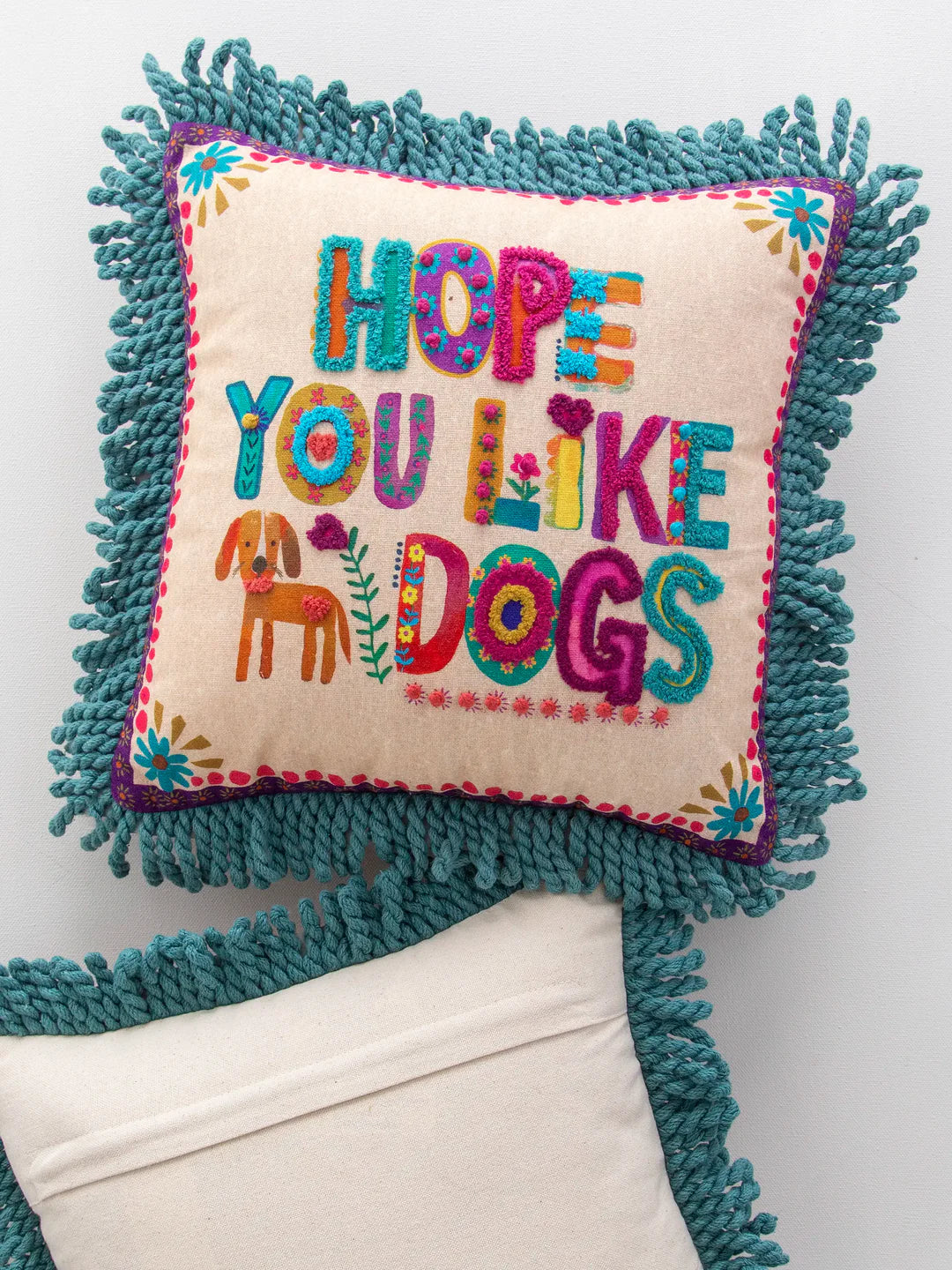 Natural Life Tufted Boho Pillow - Like Dogs - Lace and Grace Boutique