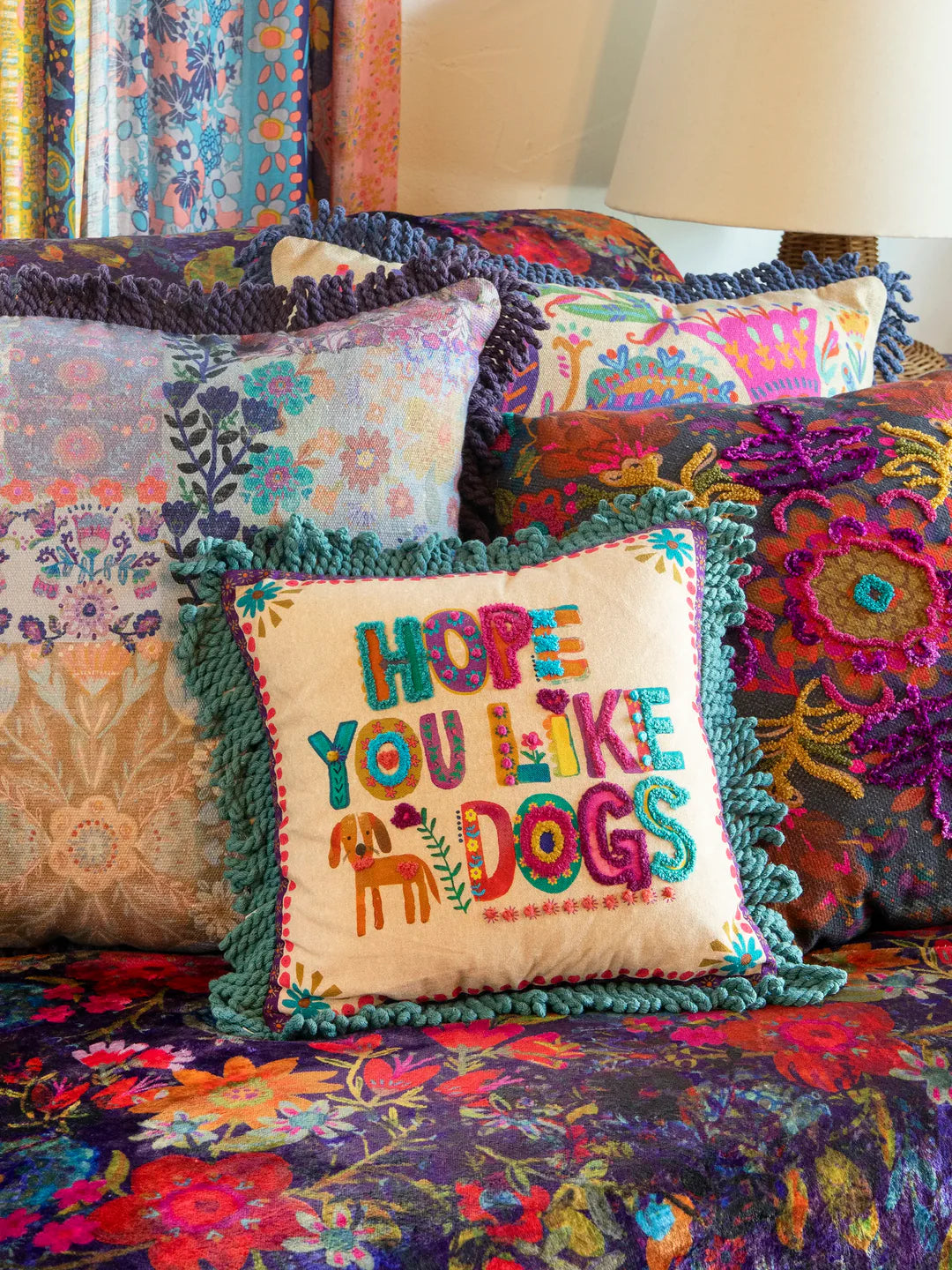 Natural Life Tufted Boho Pillow - Like Dogs - Lace and Grace Boutique