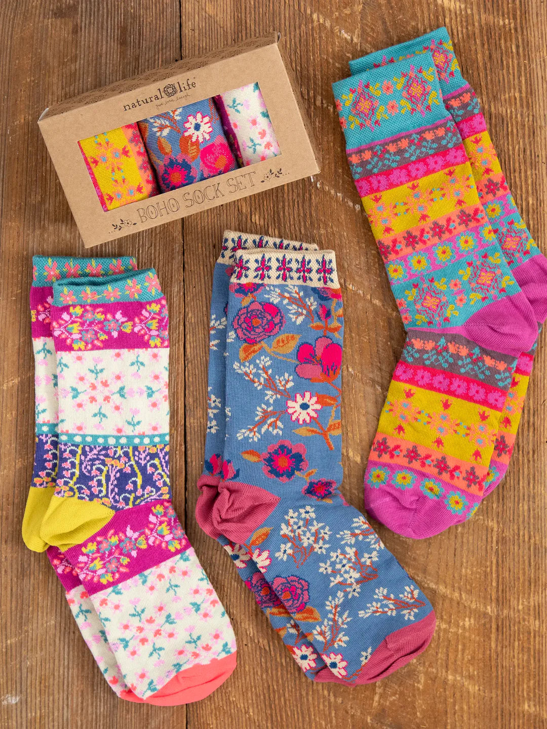 Natural Life Boho Socks Set - Cream Borders - Lace and Grace Boutique