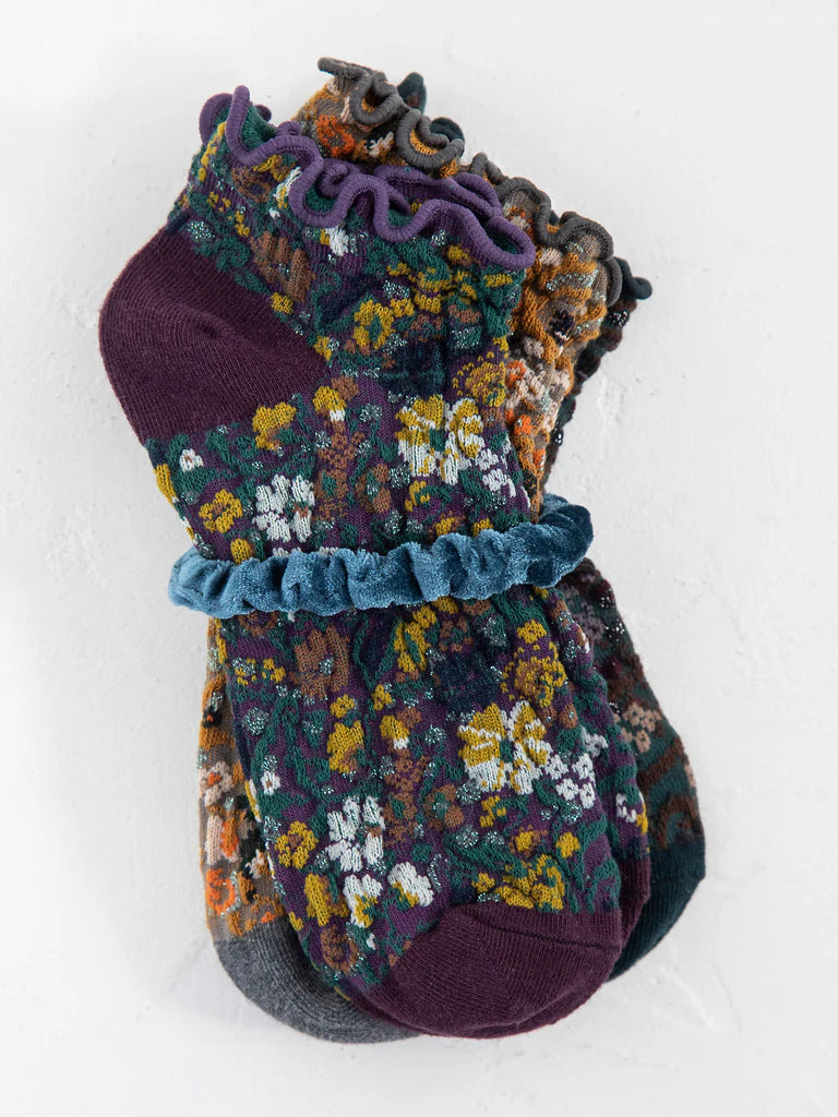 Natural Life Blossom Ankle Sock Set - Jewel - Lace and Grace Boutique