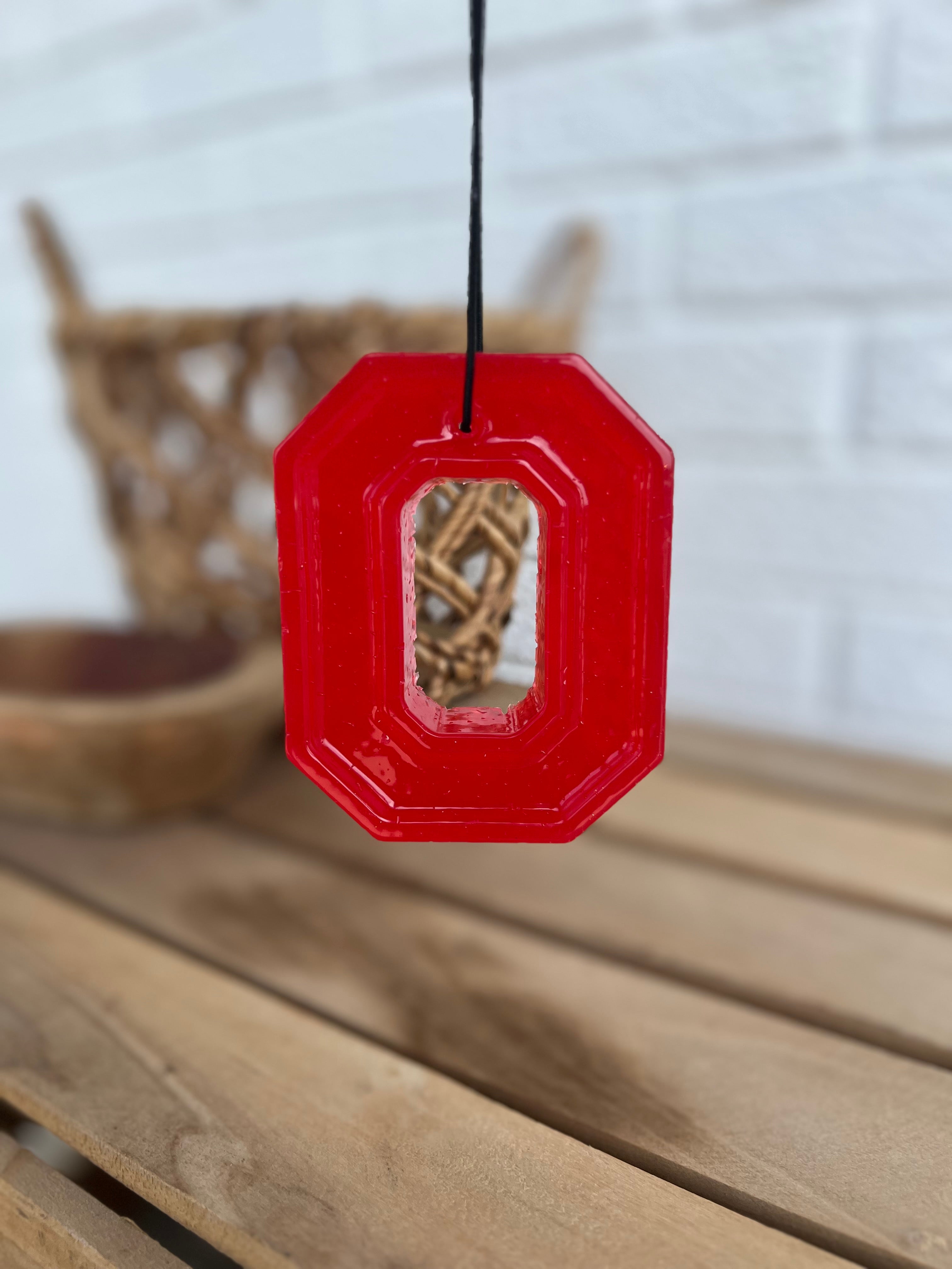 Simply Modern red block o freshie in support of Ohio in the scent urban cowboy.