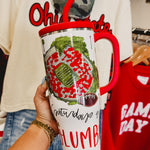 Ohio "Saturdays in Columbus" Swig 40 oz. mega mug with a silicone straw and comfort-grip handle.