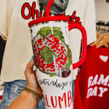 Ohio "Saturdays in Columbus" Swig 40 oz. mega mug with a silicone straw and comfort-grip handle.