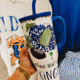 Kentucky "Saturdays in Lexington" Swig 40 oz. mega mug with silicone straw, comfort-grip handle, and a built-in silicone coaster.