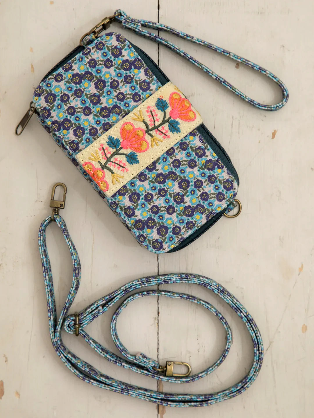 Natural Life Wristlet Wallet - Blue Floral Ditsy - Lace and Grace Boutique