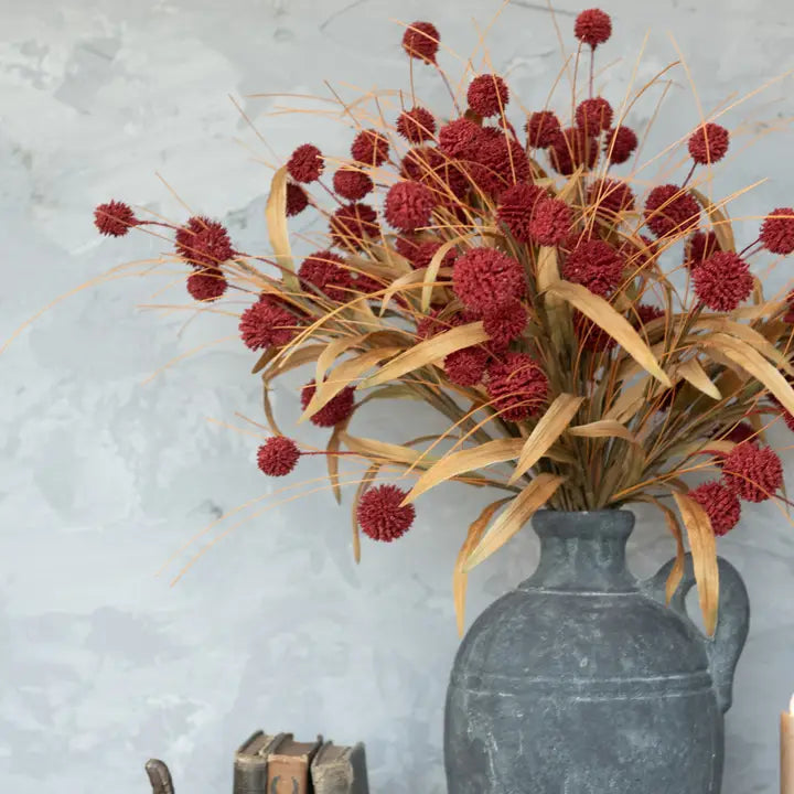 Burgundy Pom Pom Bush 23" - Lace and Grace Boutique