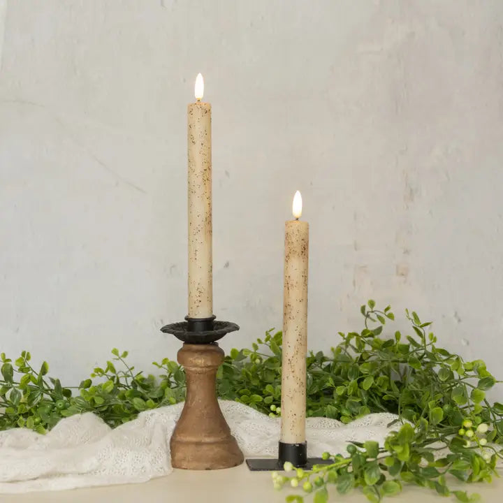 3D Flame 9.5" Cream Taper Candles, Set Of 2 - Lace and Grace Boutique