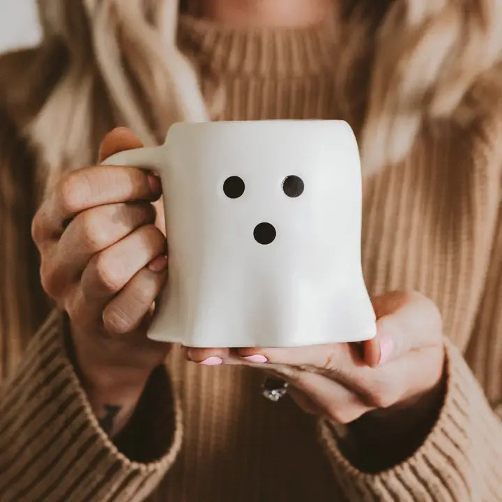 Ghost Figure Coffee Mug - Off White - Lace and Grace Boutique