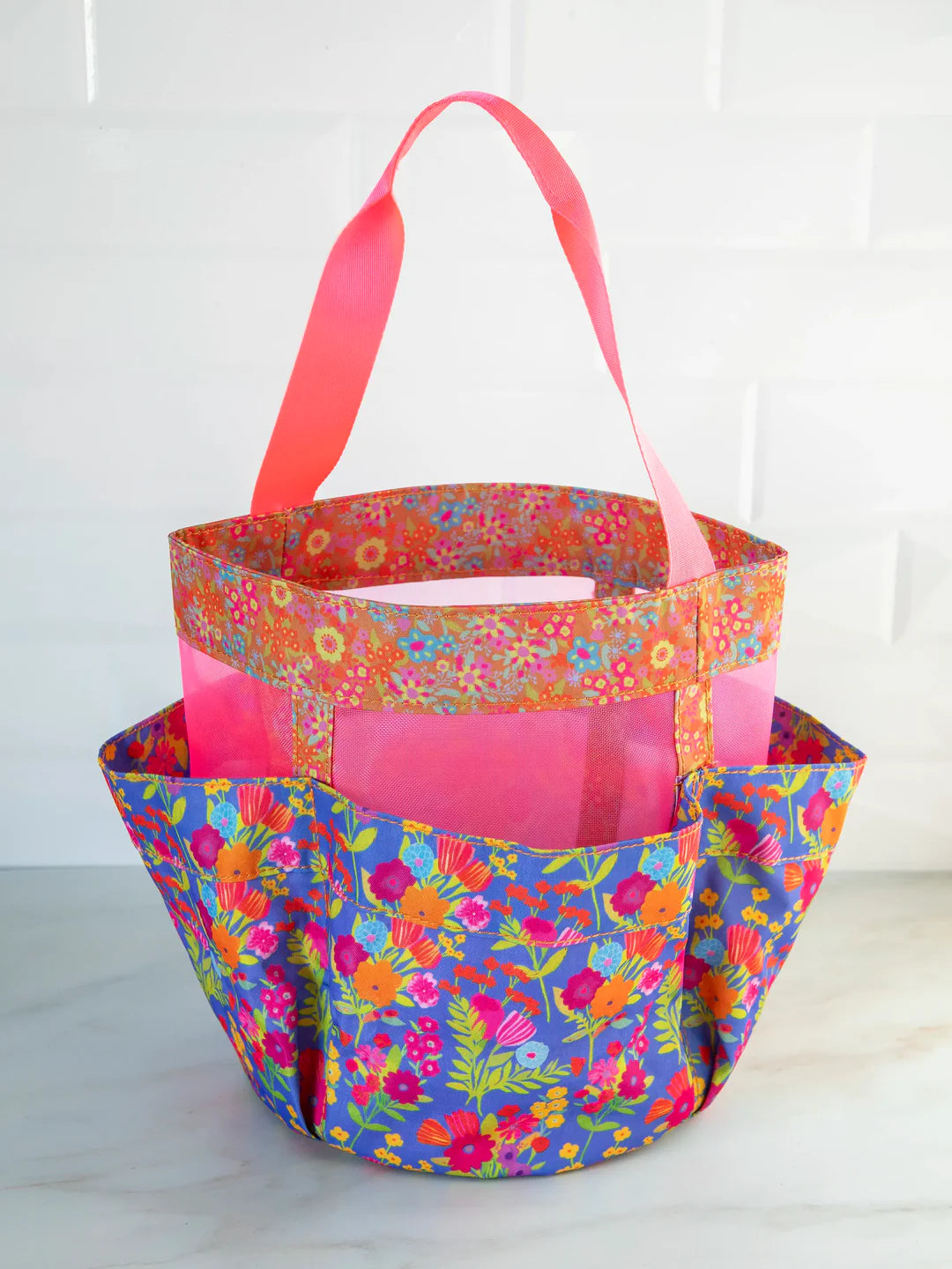 Natural Life Shower Caddy - Blue Pink Clusters - Lace and Grace Boutique