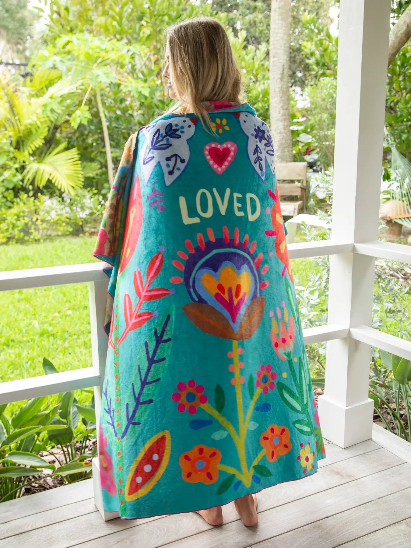Natural Life Double-Sided Cozy Throw Blanket - Loved - Teal - Lace and Grace Boutique