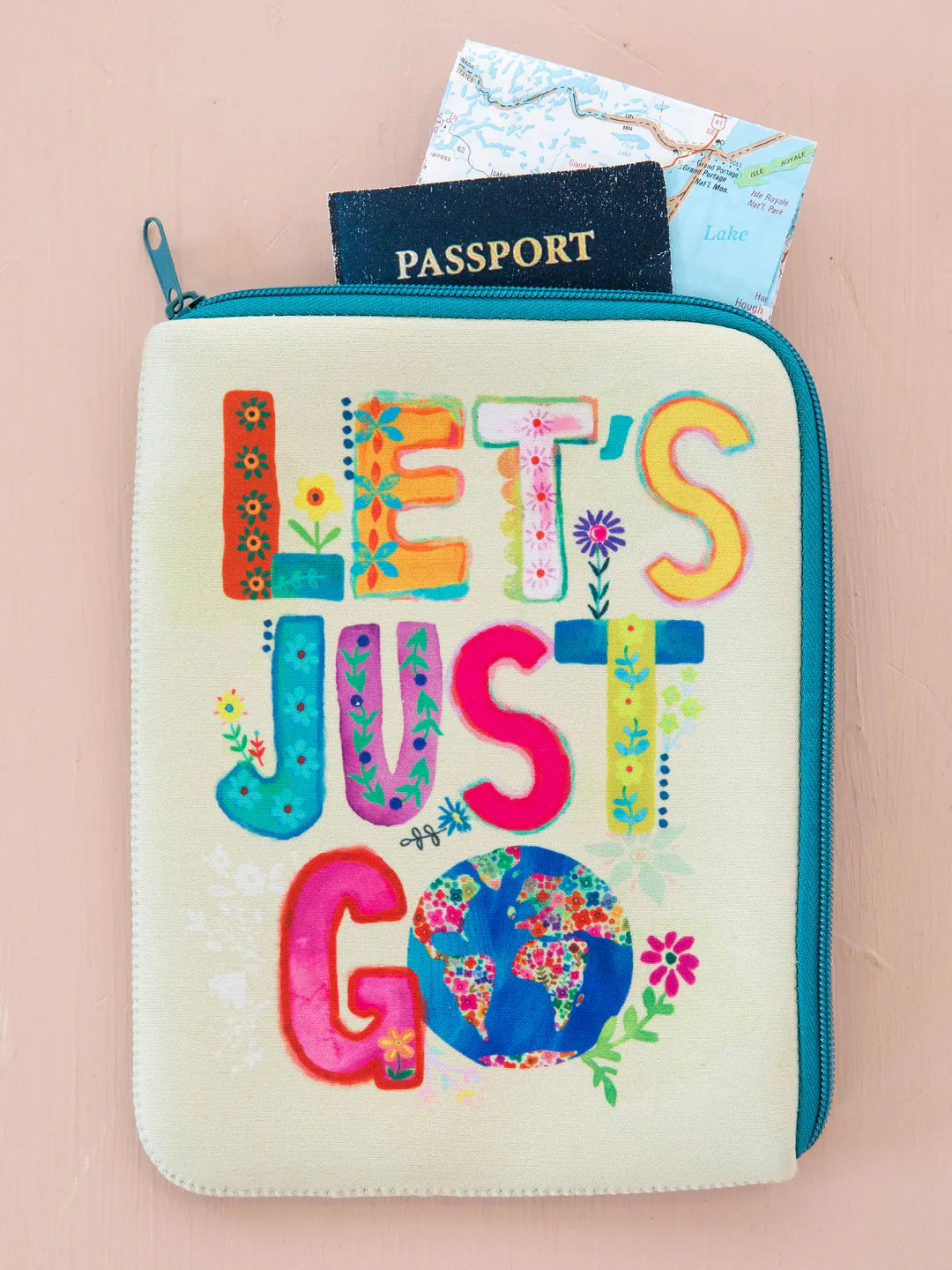 Natural Life Travel Document Pouch - Let's Just Go - Lace and Grace Boutique