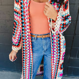 POL Granny Square Crochet Cardigan - Beige Multi - Lace and Grace Boutique