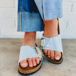 Birkenstock Catalina Luxe Buckle Sandal - Patent Baby Blue - Lace and Grace Boutique
