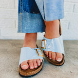 Birkenstock Catalina Luxe Buckle Sandal - Patent Baby Blue - Lace and Grace Boutique