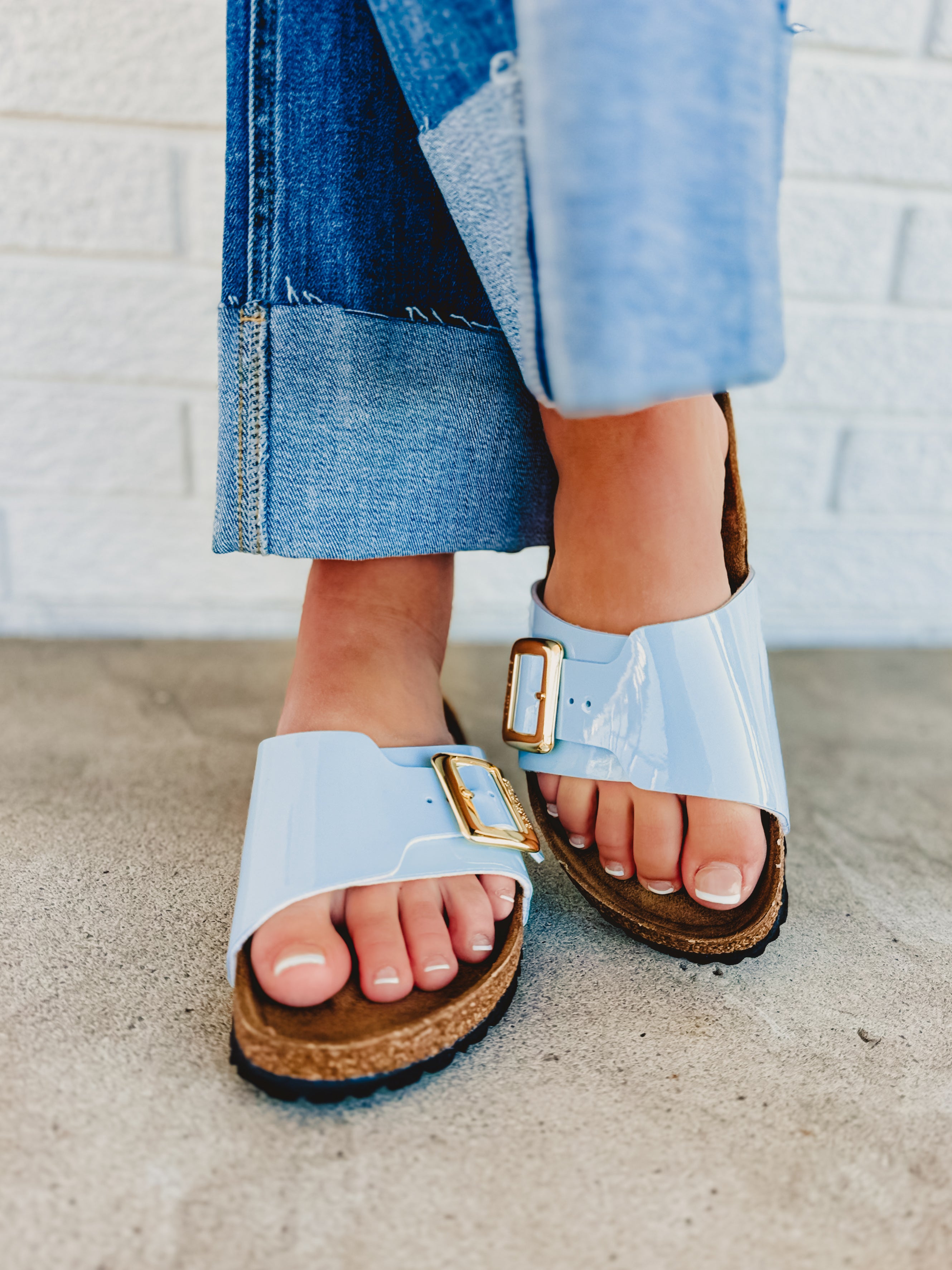 Birkenstock Catalina Luxe Buckle Sandal - Patent Baby Blue - Lace and Grace Boutique