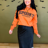 Spooky Season Puff Letter Fleece Sweatshirt - Orange