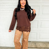 Pastel Polka Dot Cropped Wide Leg Jean - Mocha Multi - Lace and Grace Boutique
