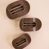 Teleties Flat Round Hair Clip | Small - Brown Crocodile