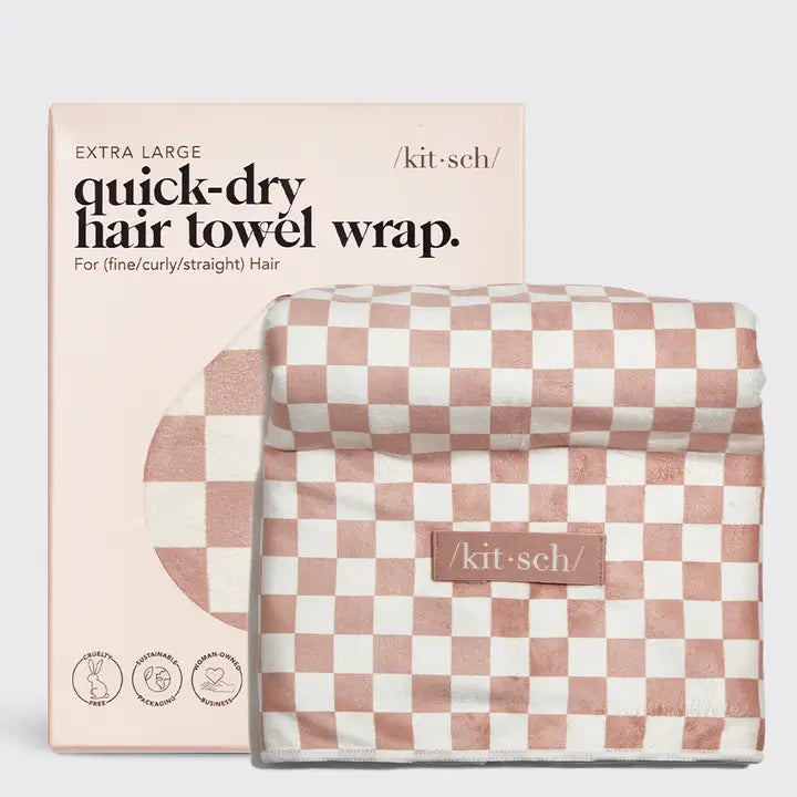Kitsch Extra Large Quick-Dry Hair Towel Wrap - Terracotta - Lace and Grace Boutique