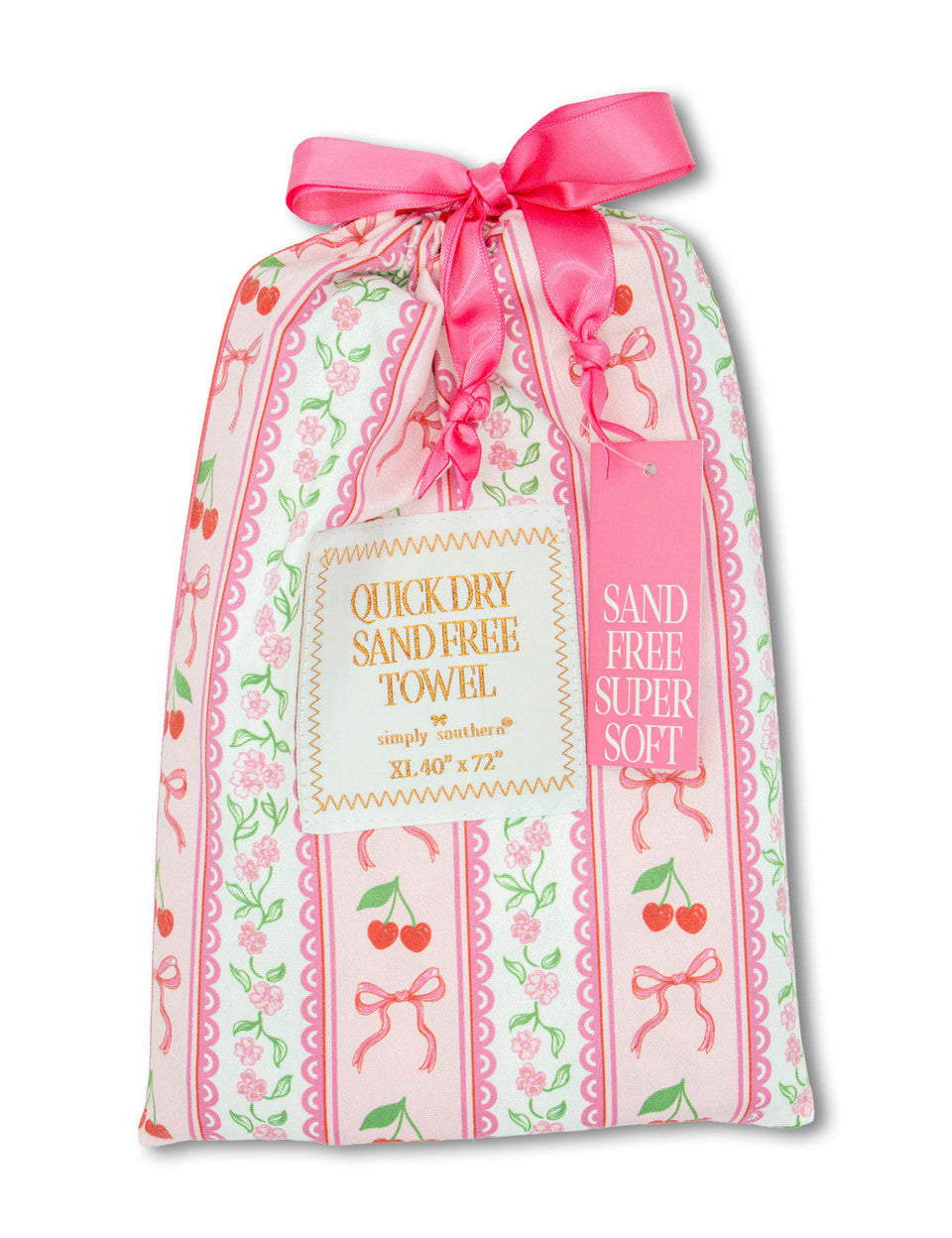 Simply Southern Quick Dry Sand Free Towel - Berry Bow - Lace and Grace Boutique