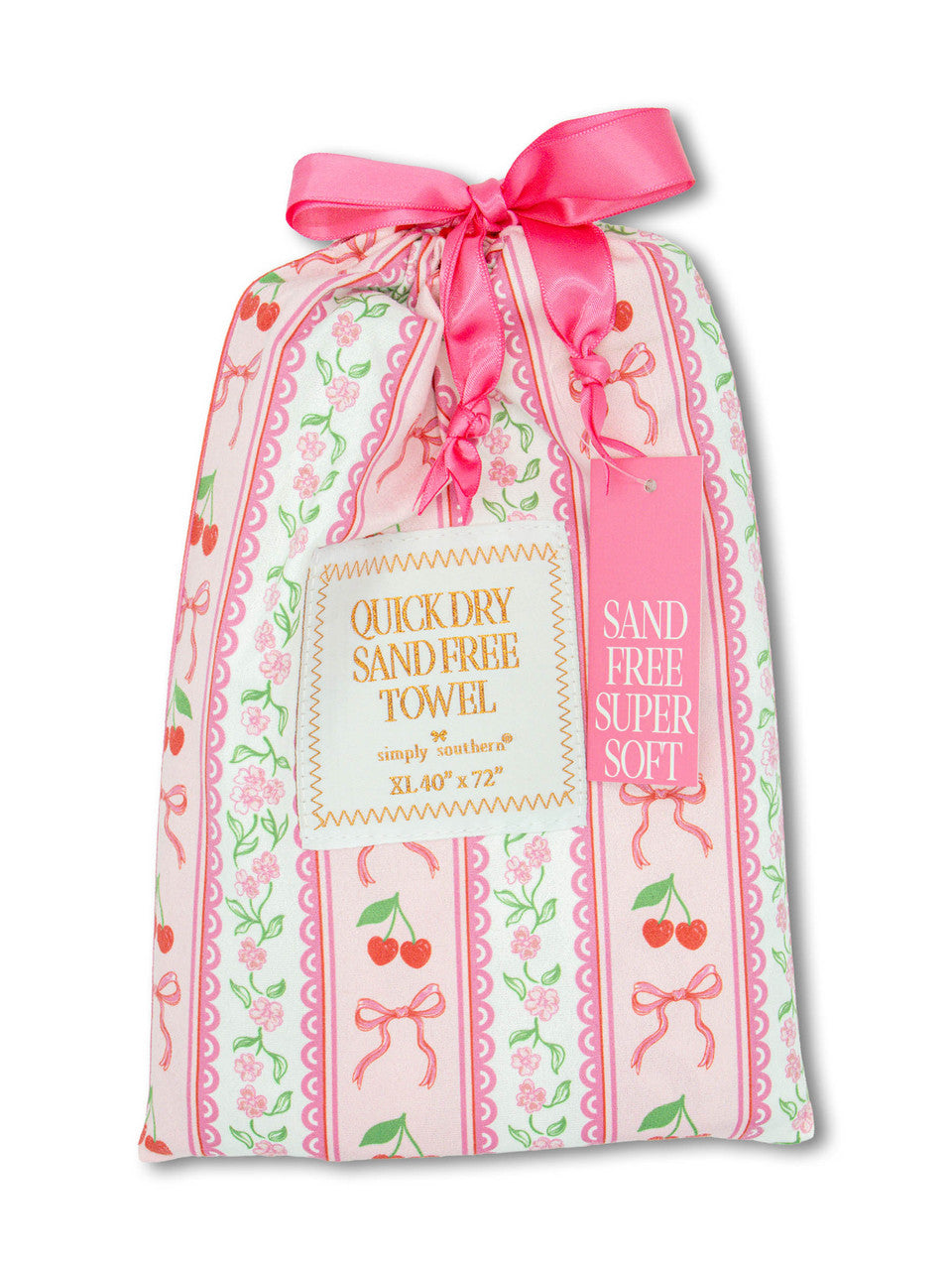 Simply Southern Quick Dry Sand Free Towel - Berry Bow - Lace and Grace Boutique