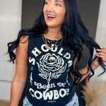 Shoulda Been A Cowboy Muscle Tank Top - Black - Lace and Grace Boutique