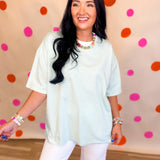 Oversized Striped Knit Top - Mint/White