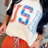 USA Patchwork Graphic Tee - Ivory