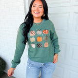 Printed Pumpkins Crewneck Sweatshirt - Heather Green