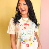 Summer Collage Crop Tee - Ivory - Lace and Grace Boutique