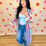 POL Granny Square Crochet Cardigan - Multicolor