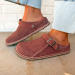 Birkenstock Lutry Premium Suede Clog - Pepper - Lace and Grace Boutique